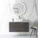 Elba Graphite Grey Wall Hung Vanity Marble Top & Curved Counter Top Basin 1000mm - Brass Accents