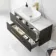 Elba Graphite Grey Wall Hung Vanity Marble Top & Curved Counter Top Basin 1000mm - Brass Accents