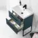 Elba Inky Blue Wall Hung Basin Drawer Vanity 600mm with Matt Black Stand
