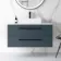 Elba Inky Blue Wall Hung Drawer Vanity with Marble Top & Cody Basin 1000mm - Black Accents