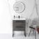 Elba Charcoal Elm Wall Hung Basin Drawer Vanity 600mm with Matt Black Stand