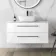 Elba Gloss White Wall Hung Vanity Marble Top & Curved Counter Top Basin 1000mm - Black Accents