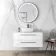 Elba Gloss White Wall Hung Vanity Marble Top & Curved Counter Top Basin 1000mm - Black Accents