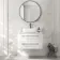 Omaha Gloss White Wall Hung Drawer Vanity with Marble Top & Curved Counter Top Basin 800mm