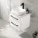 Omaha Gloss White Wall Hung Vanity Marble Top & Curved Counter Top Basin 600mm - Black Accents
