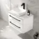 Omaha Gloss White Wall Hung Vanity Marble Top & Curved Counter Top Basin 800mm - Black Accents