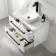 Omaha Gloss White Wall Hung Vanity Marble Top & Curved Counter Top Basin 800mm - Black Accents