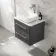 Omaha Slate Grey Wall Hung Drawer Vanity with Marble Top & Curved Counter Top Basin 600mm