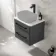 Omaha Slate Grey Wall Hung Drawer Vanity Marble Top 600mm (No Basin) - Black Accents