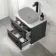 Omaha Slate Grey Wall Hung Drawer Vanity Marble Top 600mm (No Basin) - Black Accents