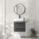 Omaha Slate Grey Wall Hung Vanity Marble Top & Curved Counter Top Basin 600mm - Black Accents