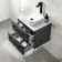 Omaha Slate Grey Wall Hung Vanity Marble Top & Curved Counter Top Basin 600mm - Black Accents