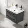 Omaha Slate Grey Wall Hung Basin Drawer Vanity 800mm - Black Accents
