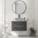 Omaha Slate Grey Wall Hung Drawer Vanity Marble Top 800mm (No Basin) - Black Accents