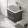 Omaha Slate Grey Wall Hung Drawer Vanity Marble Top 600mm (No Basin) - Brushed Brass Accents