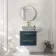 Omaha Navy Blue Wall Hung Drawer Vanity Marble Top 600mm (No Basin) - Brushed Brass Accents