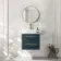 Omaha Navy Blue Wall Hung Drawer Vanity with Marble Top & Marin Basin 600mm - Brushed Brass Accents