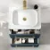 Omaha Navy Blue Wall Hung Drawer Vanity with Marble Top & Marin Basin 600mm - Brushed Brass Accents