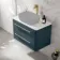 Omaha Navy Blue Wall Hung Drawer Vanity Marble Top 800mm (No Basin) - Brushed Brass Accents