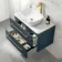 Omaha Navy Blue Wall Hung Vanity Marble Top & Curved Counter Top Basin 800mm - Brass Accents