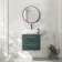 Omaha Mystic Green Wall Hung Drawer Vanity with Marble Top & Curved Counter Top Basin 600mm