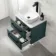 Omaha Mystic Green Wall Hung Vanity Marble Top & Curved Counter Top Basin 600mm - Black Accents