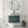 Omaha Mystic Green Wall Hung Drawer Vanity Marble Top 800mm (No Basin) - Black Accents