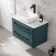 Omaha Mystic Green Wall Hung Vanity Marble Top & Curved Counter Top Basin 800mm - Black Accents