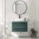 Omaha Mystic Green Wall Hung Vanity Marble Top & Curved Counter Top Basin 800mm - Black Accents