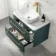 Omaha Mystic Green Wall Hung Vanity Marble Top & Curved Counter Top Basin 800mm - Brass Accents