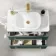 Omaha Mystic Green Wall Hung Vanity Marble Top & Curved Counter Top Basin 800mm - Brass Accents