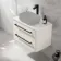 Omaha Linen White Wall Hung Drawer Vanity Marble Top 800mm (No Basin) - Black Accents