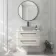 Omaha Linen White Wall Hung Drawer Vanity Marble Top 800mm (No Basin) - Black Accents