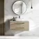 Elba Dawn Oak Wall Hung Drawer Vanity Marble Top & Curved Counter Top Basin 1000mm - Black Accents
