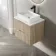 Crete Fluted Apex Oak Wall Hung Drawer Vanity with Marble Top & Cody Basin 600mm