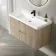Crete Fluted Apex Oak Wall Hung Basin Drawer Vanity 1000mm