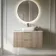 Crete Fluted Apex Oak Wall Hung Drawer Vanity with Marble Top & Curved Basin 1000mm