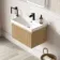 Malta Fluted Country Oak Wall Hung Basin Drawer Vanity 600mm