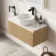 Malta Fluted Country Oak Wall Hung Drawer Vanity with Marble Top & Nevis Basin 800mm
