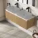 Malta Fluted Country Oak Double Wall Hung Drawer Vanity Marble Top 1200mm - No Basin