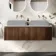 Malta Fluted Black Walnut Double Wall Hung Drawer Vanity Marble Top 1200mm - No Basin
