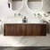 Malta Fluted Black Walnut Double Wall Hung Drawer Vanity with Marble Top & Cody Basin 1200mm