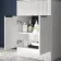 Havana Fluted Coastal White Cabinet with Marble Top & Marin Basin 600mm - Black Accents
