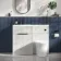 Havana Fluted Coastal White Vanity Basin and Tucson Toilet 1100mm - Black Accents - Left Handed