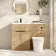 Havana Fluted Country Oak Vanity Basin and Tucson Toilet 1100mm - Black Accents - Left Handed