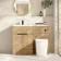 Havana Fluted Country Oak Vanity Basin and Utah Comfort Height Toilet 1100mm - Black Accents - Left