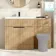 Havana Fluted Country Oak Basin Vanity and Toilet Unit 1300mm (No Toilet) - Black Accents