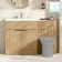 Havana Fluted Country Oak Basin Vanity and Toilet Unit 1300mm (No Toilet) - Brass Accents
