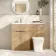 Havana Fluted Country Oak Vanity Basin and Houston Toilet 1100mm - Chrome Handles - Left Handed