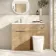 Havana Fluted Country Oak Vanity Basin and Utah Comfort Height Toilet 1100mm Chrome Handles - Left